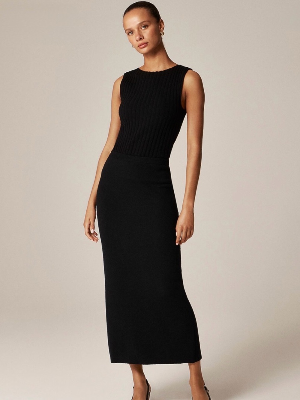 NWT J. Crew Sweater Midi Skirt Double-faced Merino Wool Blend Black Charcoal